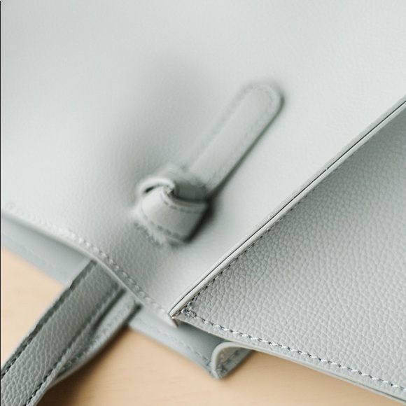 Mud Pie Gray Vegan Leather Tote Bag Size: 13 1/2" x 12 1/2" x 7" - Picture 4 of 4